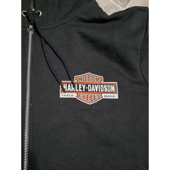 New Harley-Davidson Motorcycle Men's Zip-Up Fleece Hoodie Black Size XL - Picture 2 of 5